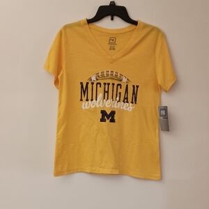 Pro Edge Yellow Michigan Wolverines V-Neck Tee